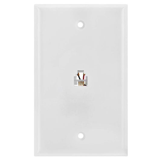 Cmple - Single RJ11 Connector with 6 Conductors Phone Wall Plate Jack 6P6C Telephone Single Jack Wallplate with Screws