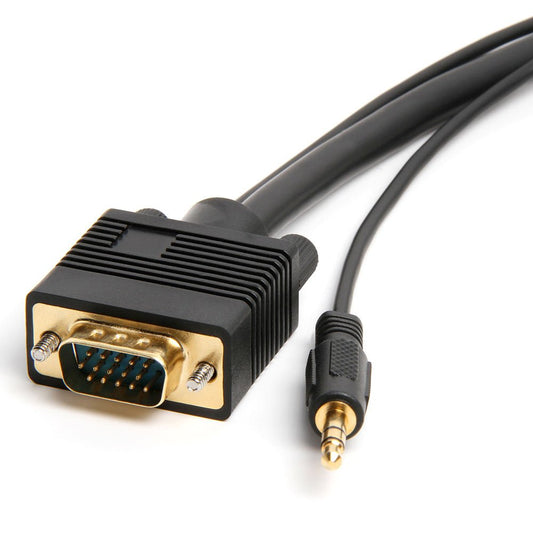 Cmple - VGA SVGA Monitor Cable, Gold Plated Connectors, Support Full HD Displays HDTVs (Male-to-Male) with 3.5mm Stereo Audio - 6 Feet