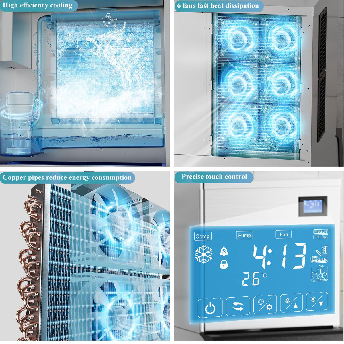 Commercial Ice Maker 550Lbs/24H Commercial Ice Machine with 400LBS Large Storage Bin