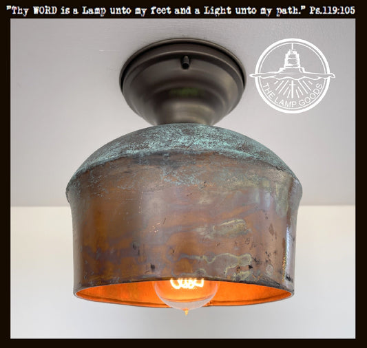 Handcrafted Copper Farmhouse Ceiling Light | 8.5" Flush Mount