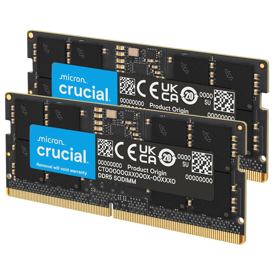 Crucial 16GB DDR5 RAM, 4800MHz CL40 Laptop Memory, SODIMM 262-Pin Module, Compatible with 12th Gen Intel Core - CT16G48C40S5