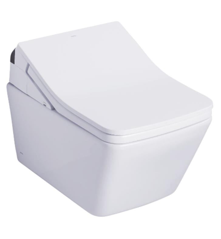TOTO SP Wall-Hung Square-Shape Toilet with SX Bidet Seat and DuoFit In-Wall 1.28 and 0.9 GPF Dual-Flush Tank System - CWT449249CMFG#MS