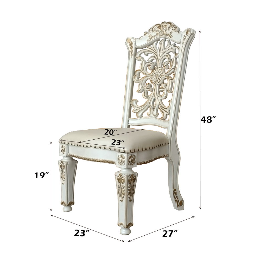 Vendome - 48" Side Chair (Set of 2) - Synthetic Leather & Antique Pearl
