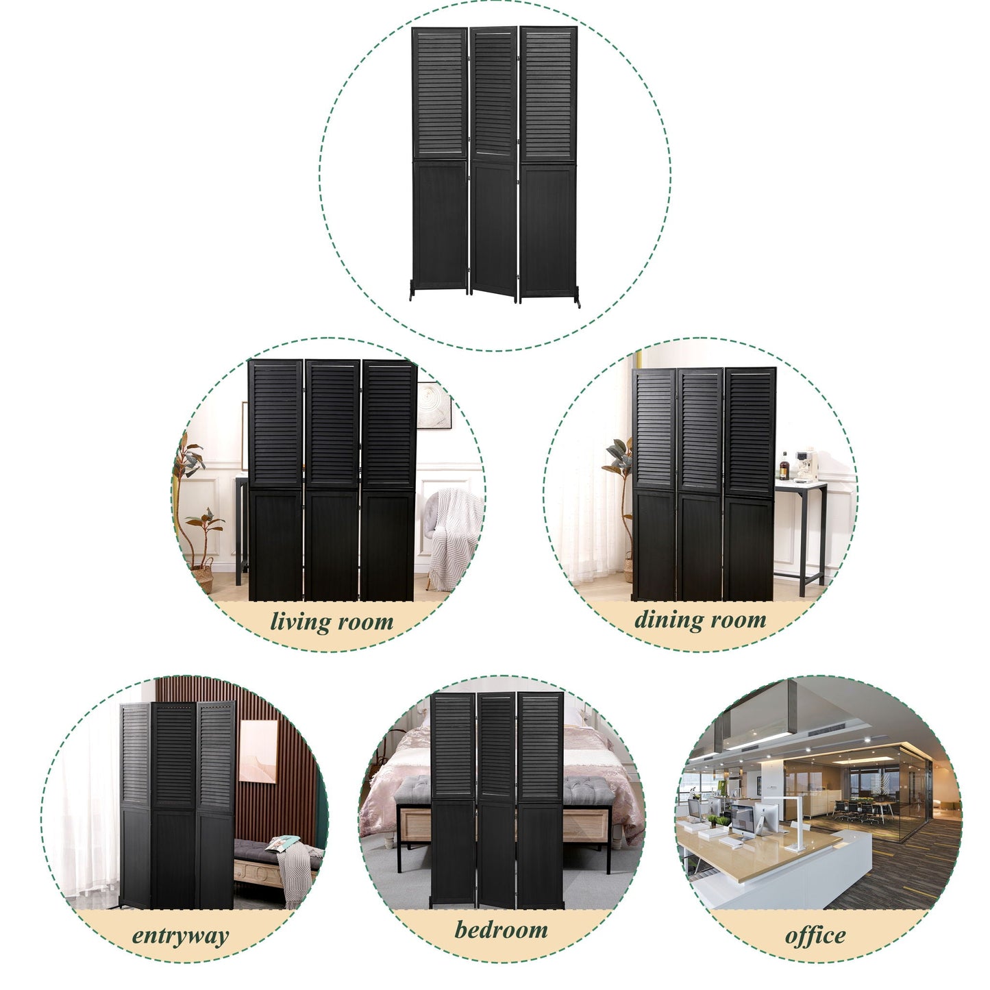Rustic 3 Panel Room Dividers And Folding Privacy Screen