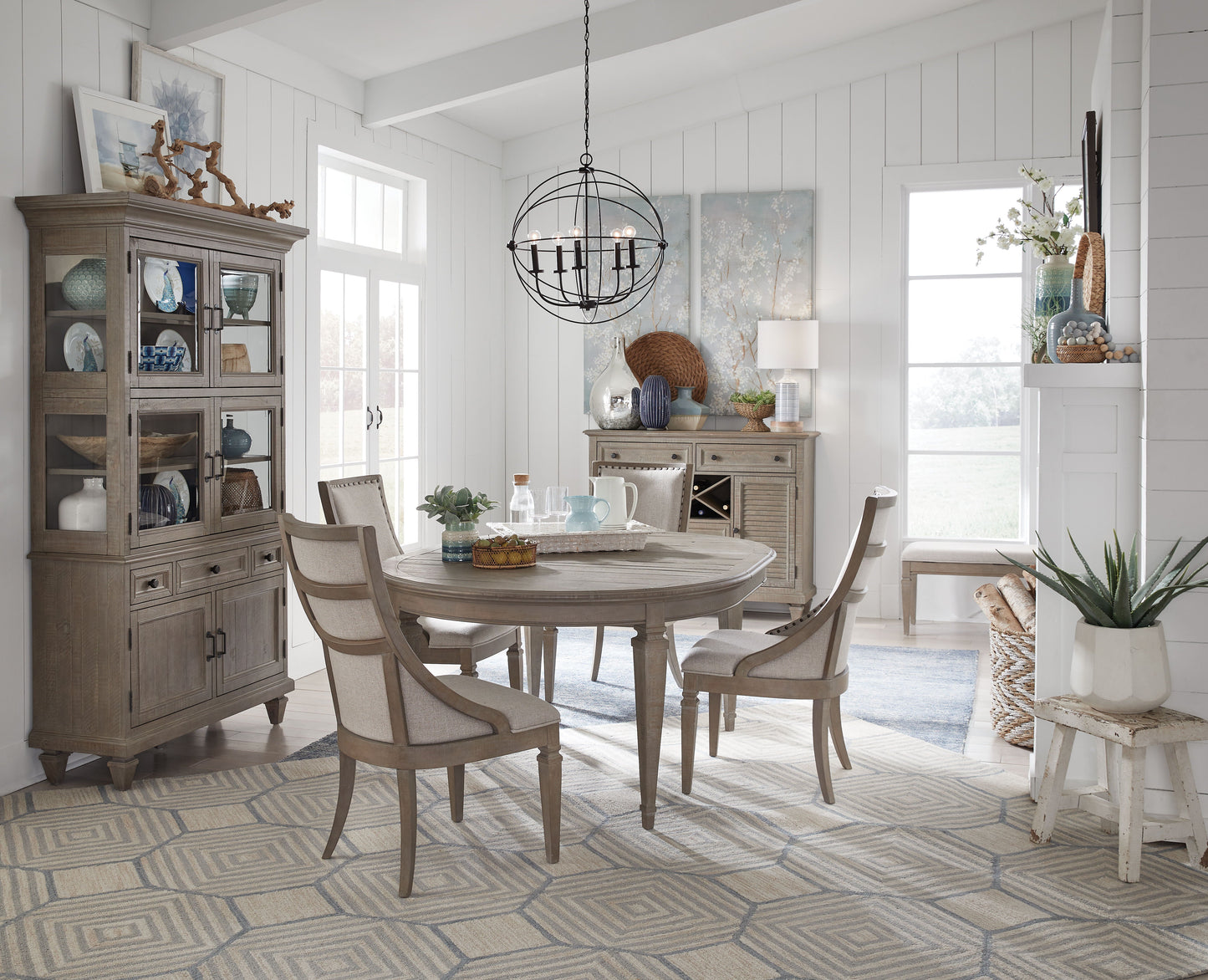 Lancaster - Bench With Upholstered Seat - Dovetail Gray