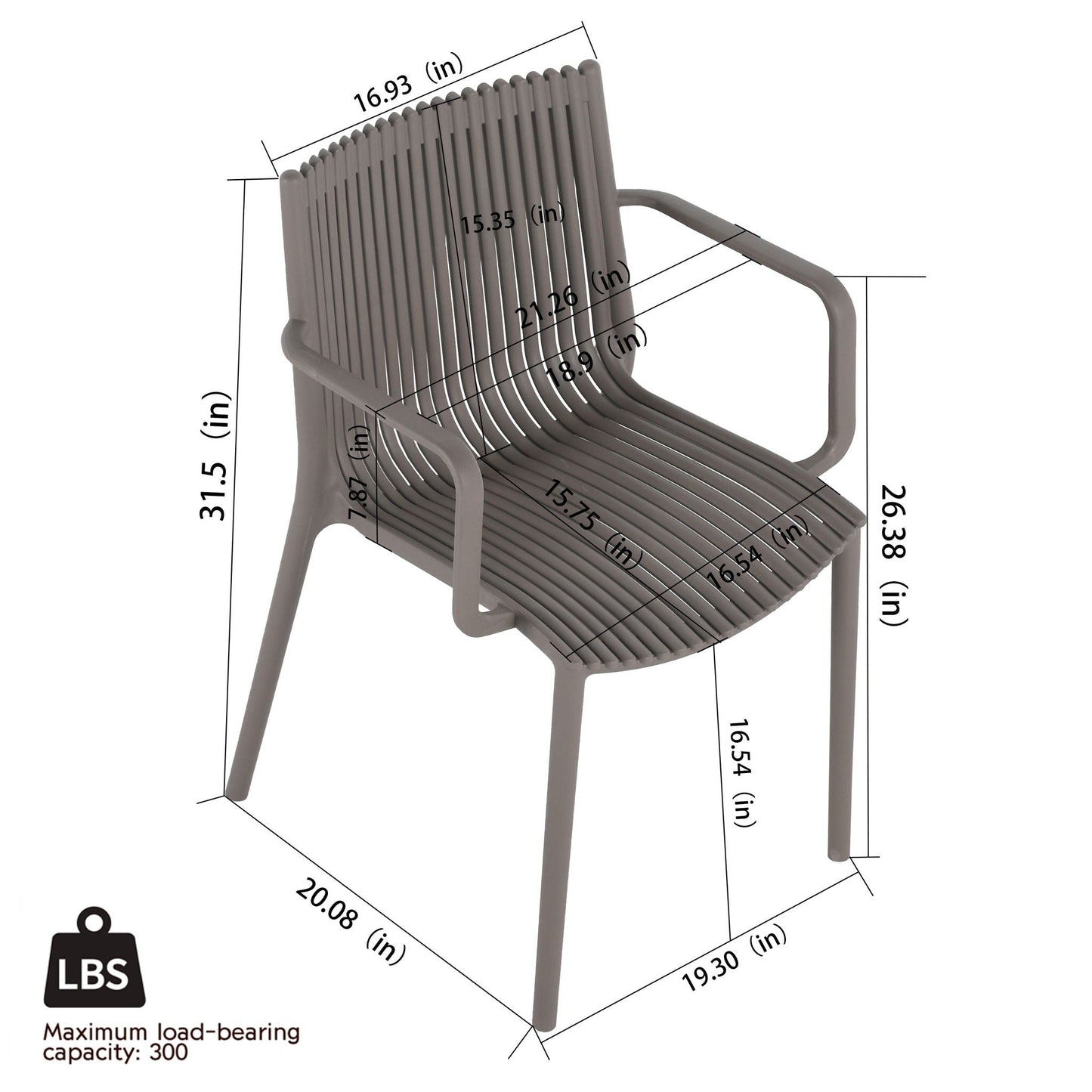 4 Modern Stackable Plastic Armchair Matched With Round Table