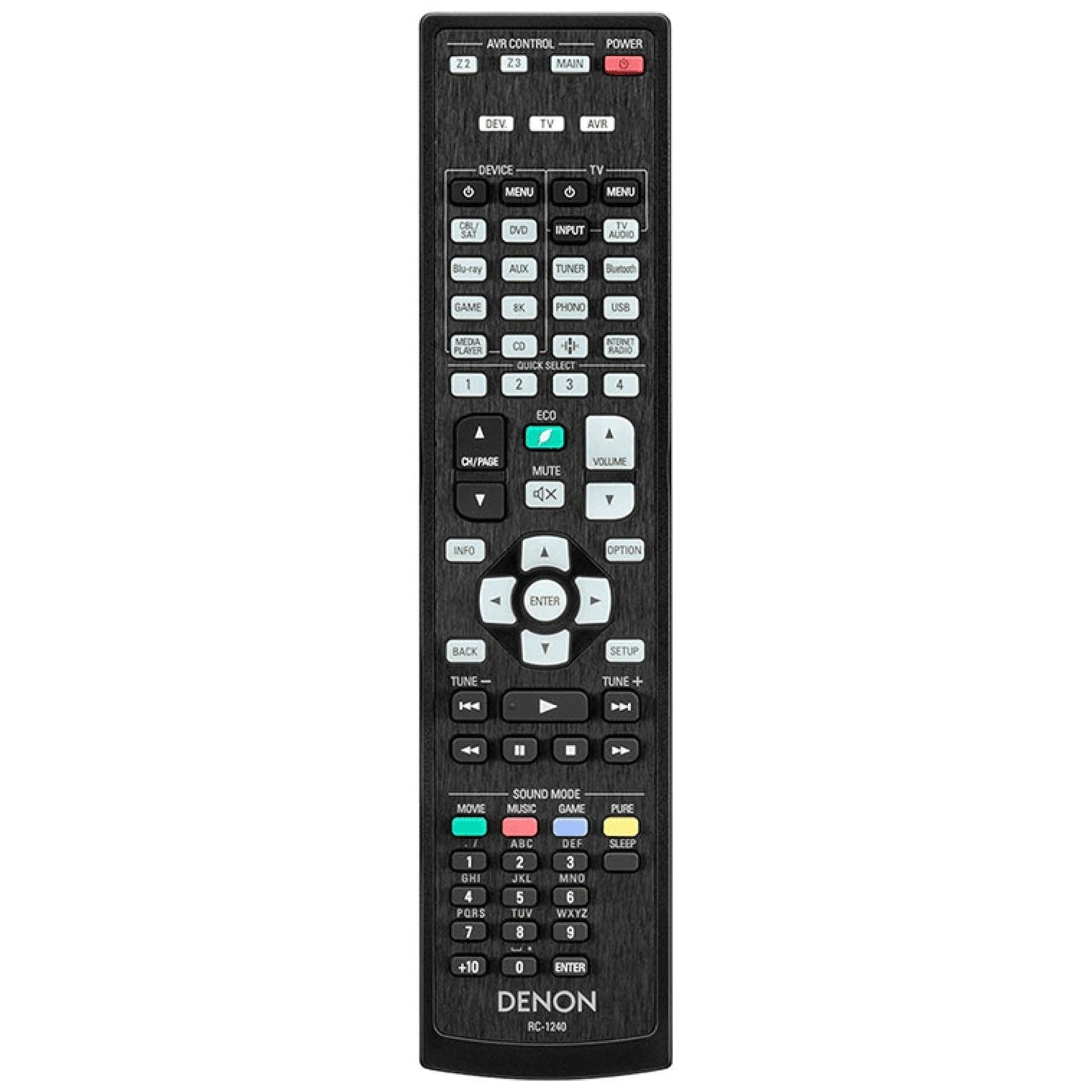 Denon RC-1240 A/V Receiver Remote Control | AVRX4700H | AVRX6700H - 30701027700AS