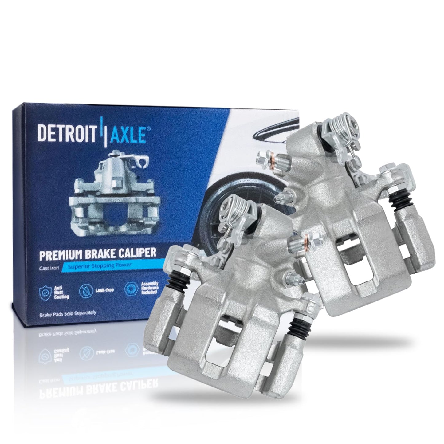 Detroit Axle - 2pc Front Brake Calipers for 2007-2017 Jeep Wrangler 2018 Wrangler JK 2008-2012 Liberty 2007-2011 Dodge Nitro, Disc Brake Calipers w/Brackets Replacement
