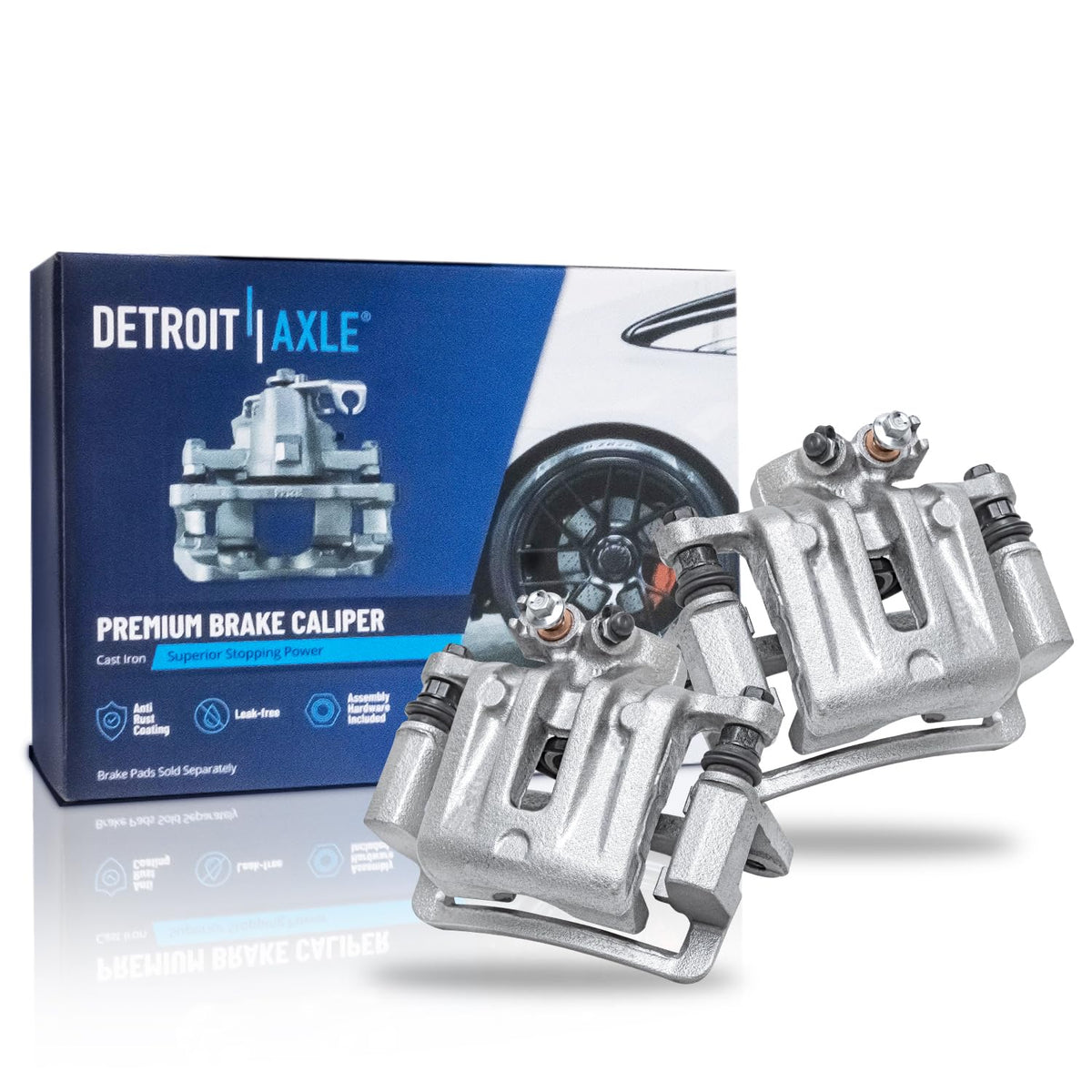 Detroit Axle - 2pc Front Brake Calipers for 2007-2017 Jeep Wrangler 2018 Wrangler JK 2008-2012 Liberty 2007-2011 Dodge Nitro, Disc Brake Calipers w/Brackets Replacement