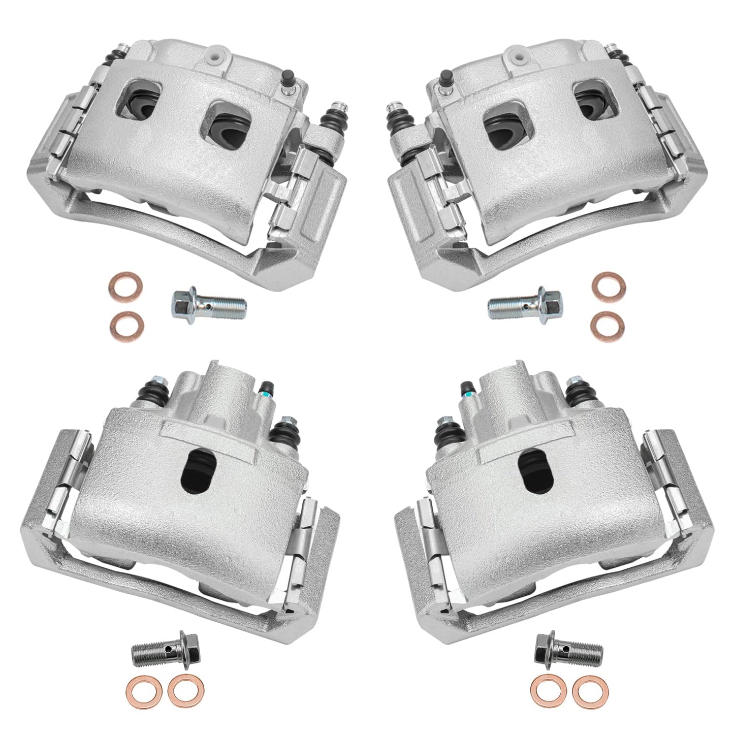 Detroit Axle - 2pc Front Brake Calipers for 2007-2017 Jeep Wrangler 2018 Wrangler JK 2008-2012 Liberty 2007-2011 Dodge Nitro, Disc Brake Calipers w/Brackets Replacement