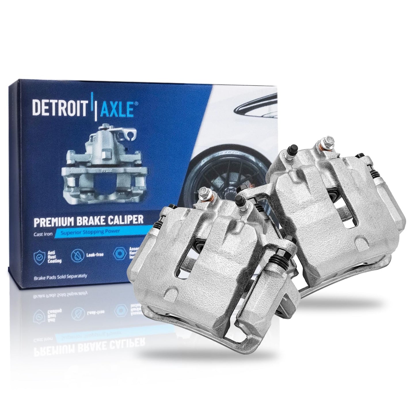 Detroit Axle - 2pc Front Brake Calipers for 2007-2017 Jeep Wrangler 2018 Wrangler JK 2008-2012 Liberty 2007-2011 Dodge Nitro, Disc Brake Calipers w/Brackets Replacement