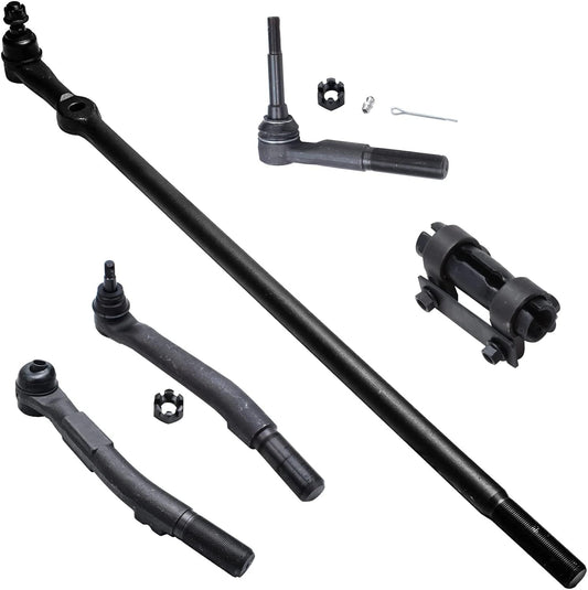Detroit Axle - 4WD Front 5pc Tie Rods for 05-16 Ford F-250 F-350 Super Duty | Outer Tie Rod Ends Adjusting Sleeve Drag Link & Pitman Arm Suspension Kit Replacement For 2006 2007 2008 2009 2010 2011-2016