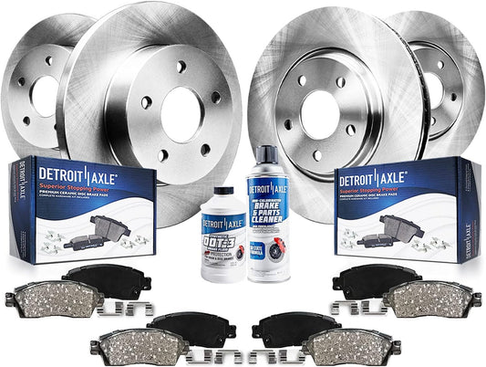 Detroit Axle - Brake Kit for 2006-2018 Toyota Rav4 | Disc Brake Rotors Ceramic Brakes Pads 2009 2010 2011 2012 2013 2014 Replacement : 11.65'' inch Front & 11.06" inch Rear Rotor