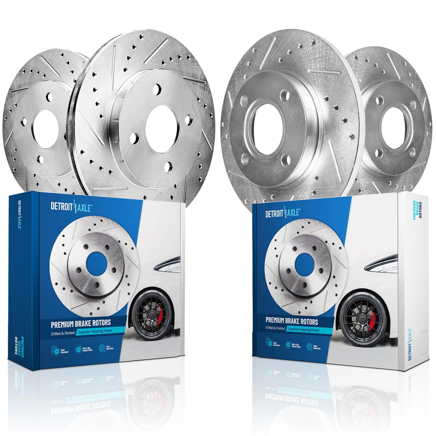 Detroit Axle - Brake Kit for 2012-2016 Honda CR-V, Disc Brake Rotors Ceramic Brakes Pads Front & Rear 2013 2014 2015 Replacement