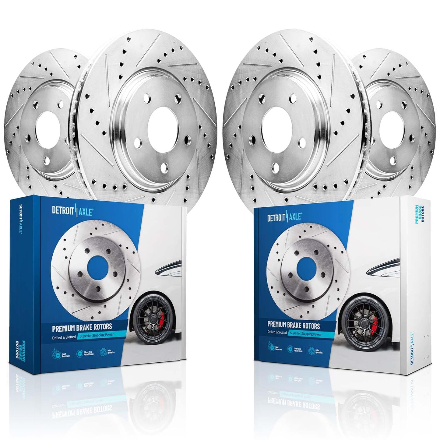 Detroit Axle - Brake Kit for 2012-2016 Honda CR-V, Disc Brake Rotors Ceramic Brakes Pads Front & Rear 2013 2014 2015 Replacement