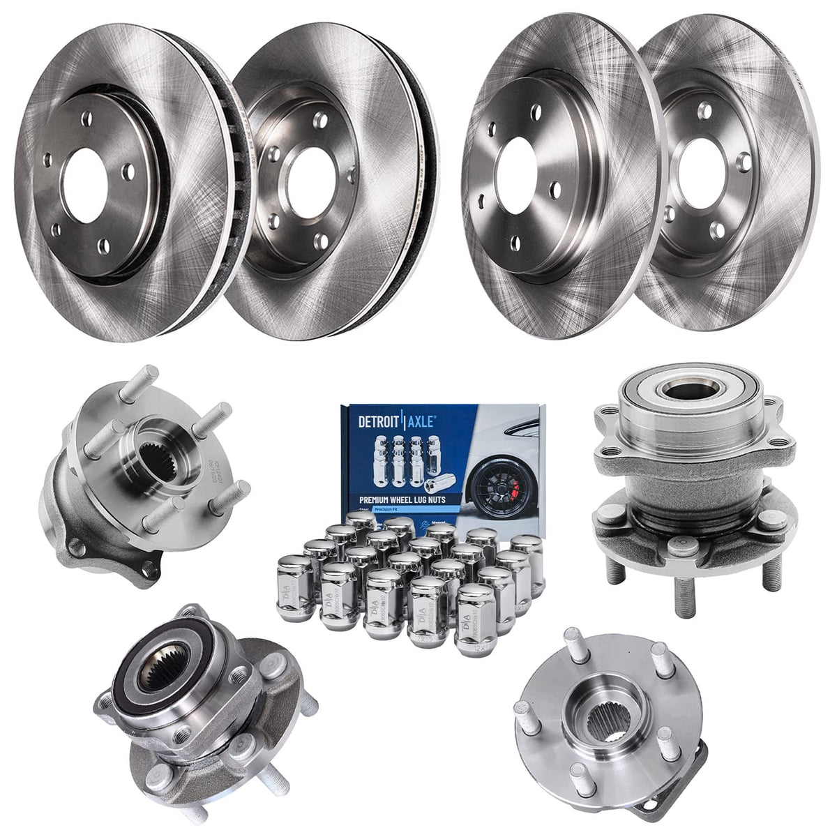 Detroit Axle - Brake Kit for 2012-2016 Honda CR-V, Disc Brake Rotors Ceramic Brakes Pads Front & Rear 2013 2014 2015 Replacement