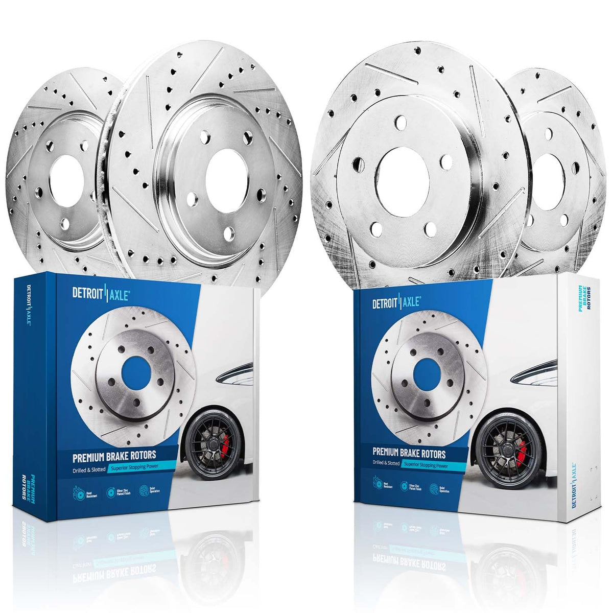 Detroit Axle - Brake Kit for 2012-2016 Honda CR-V, Disc Brake Rotors Ceramic Brakes Pads Front & Rear 2013 2014 2015 Replacement