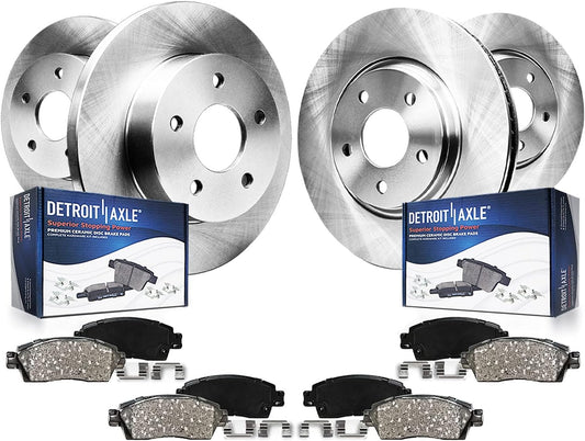 Detroit Axle - Brake Kit for Dodge Avenger Caliber Jeep Patriot Compass | Chrysler 200 Sebring Replacement Disc Brake Rotors Ceramic Brake Pads 5 Lugs: 11.57" inch Front and 10.31" inch Rear Rotors