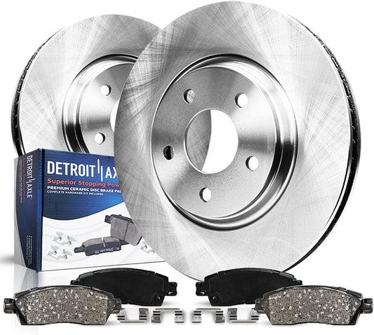 Detroit Axle - Front Brake Kit for 2006-2013 Chevrolet Impala Monte Carlo | Lucerne Replacement 2006 2007 2008 2009 2010 2011 2012 2013 Disc Brake Rotors Ceramic Brakes Pads