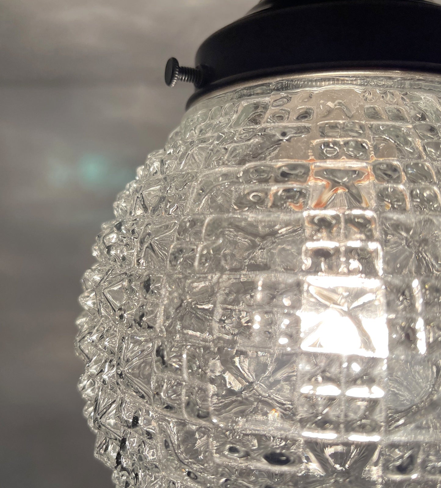 Authentic Antique Diamond Glass Ceiling Light