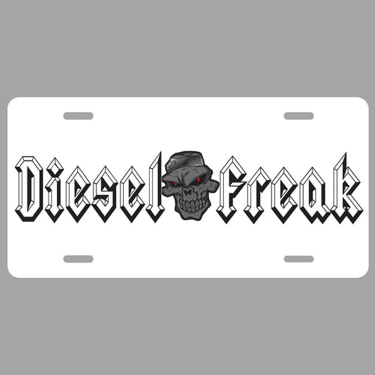 Diesel Freak White Blackout License Plate