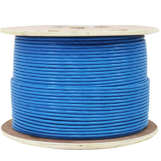 Digilink CAT6A 10Gb Plenum (CMP) F/UTP Shielded, ETL Certified, 100% Pure Copper, UL, 1000FT Bulk Cable (Blue)