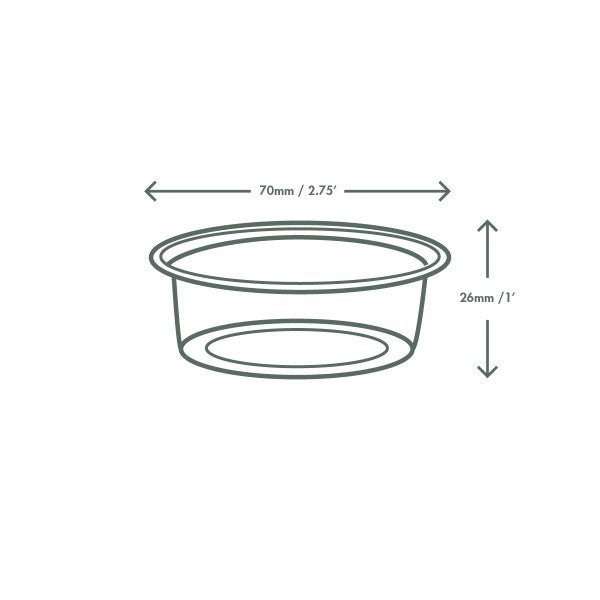 Vegware 2 oz PLA Cold Portion Pot, Clear (QTY 2000), SKU CF7057