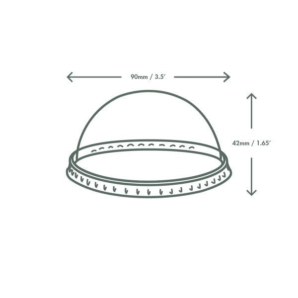 Vegware 90-Series dome PLA cold lid (QTY:1000)