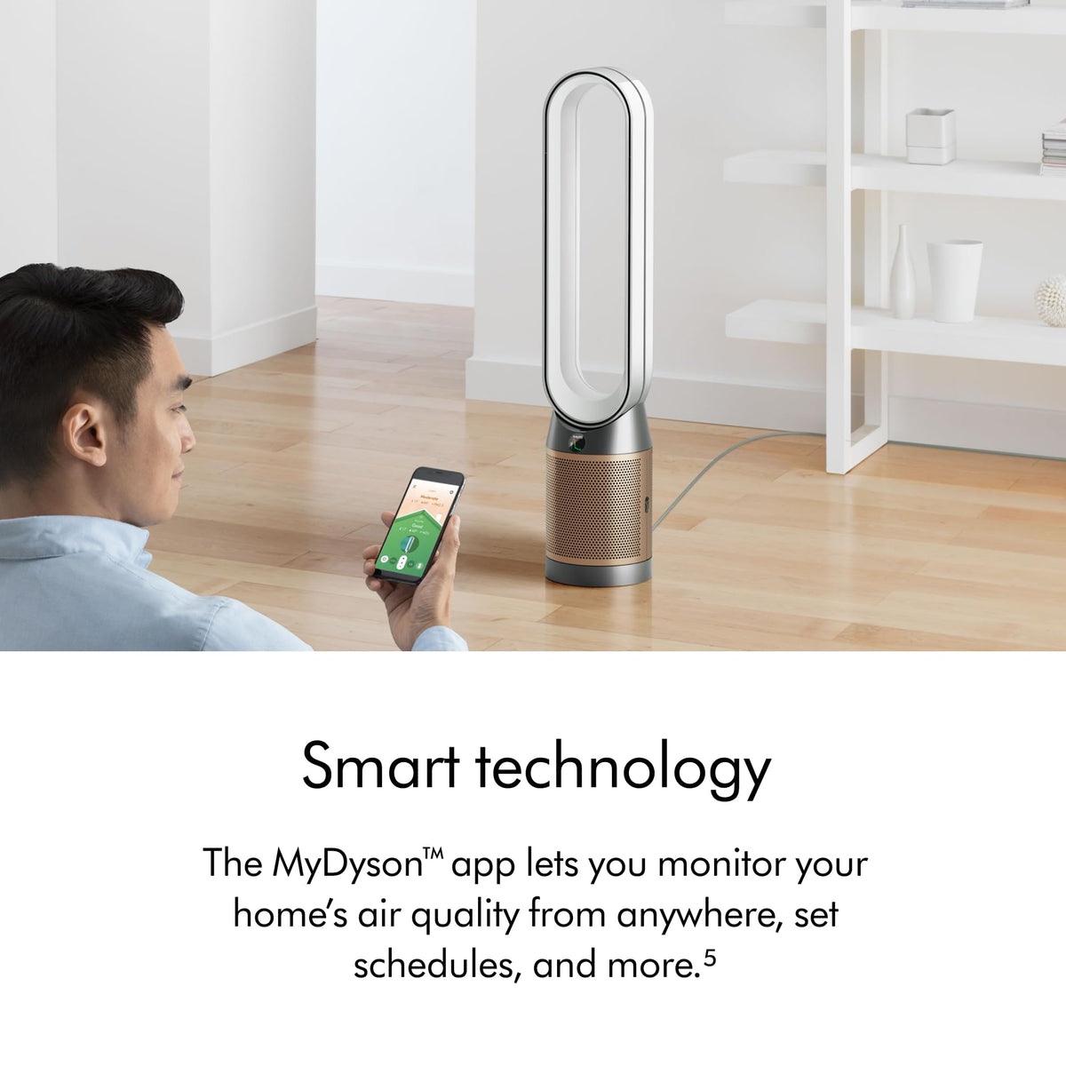 Dyson Purifier Cool PC1, HEPA Air Purifier Tower Fan, App and remote controlled, 350° oscillation, 10 levels, bladeless (White)