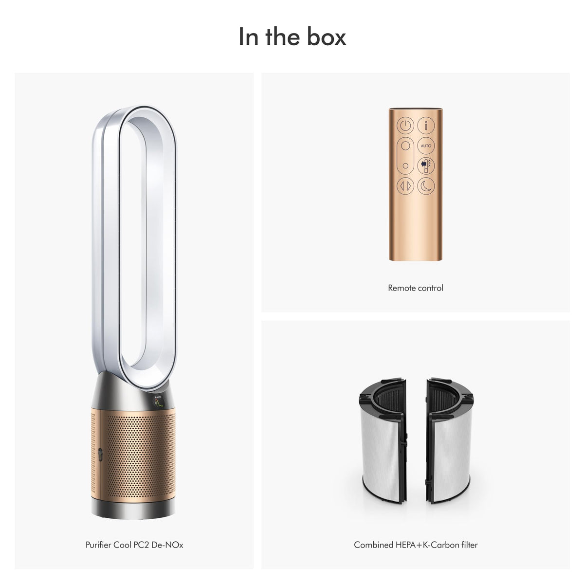 Dyson Purifier Cool PC1, HEPA Air Purifier Tower Fan, App and remote controlled, 350° oscillation, 10 levels, bladeless (White)