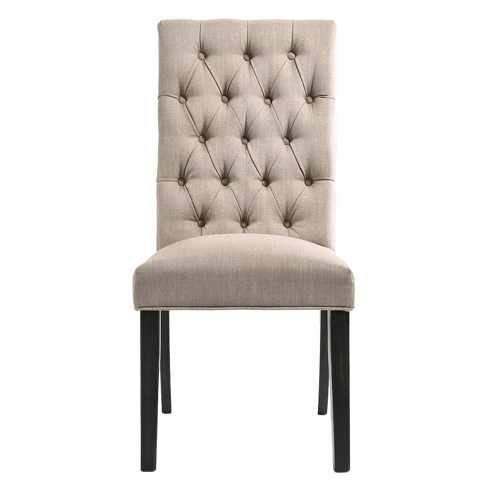 Morland - Side Chair (Set of 2) - Tan Linen & Vintage Black