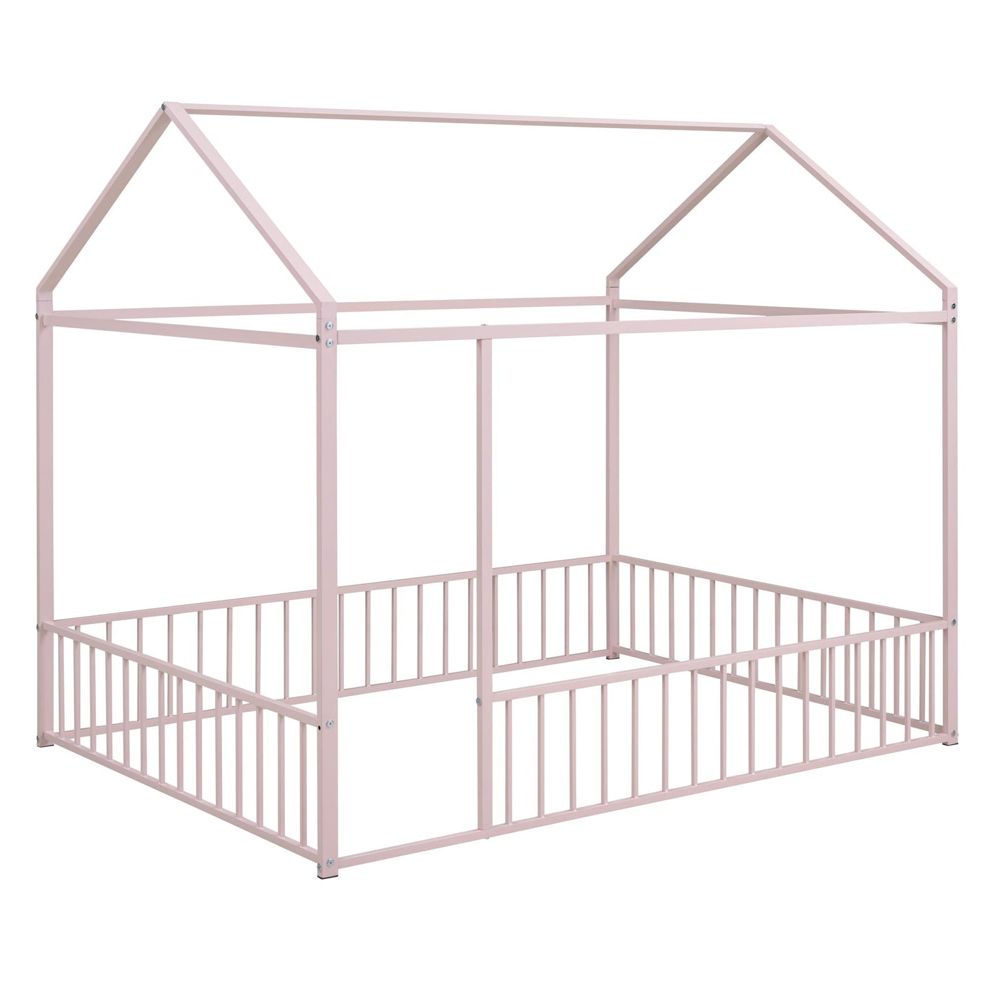 Metal Bed House Bed Frame With Fence