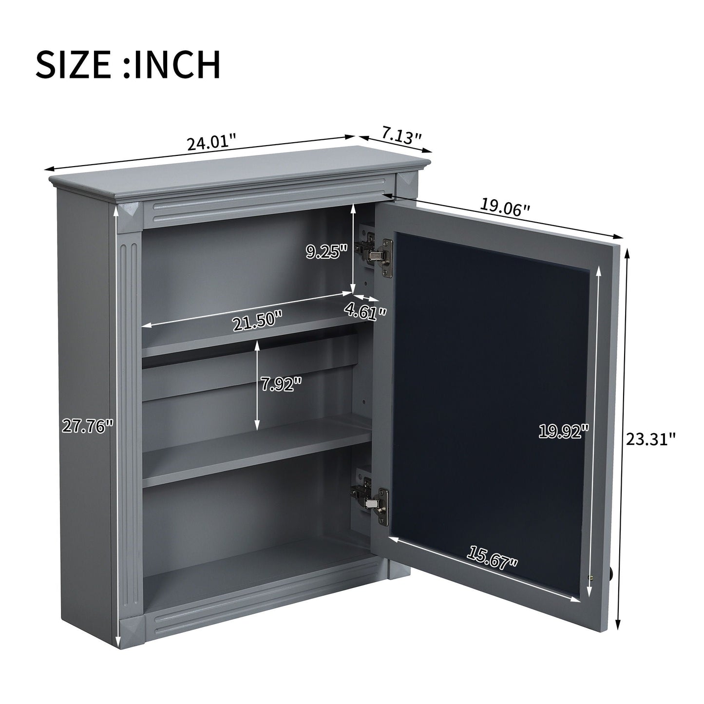 Wall Mounted Bathroom Storage Cabinet With Mirror, Medicine Cabinet With Height Adjustable Shelf