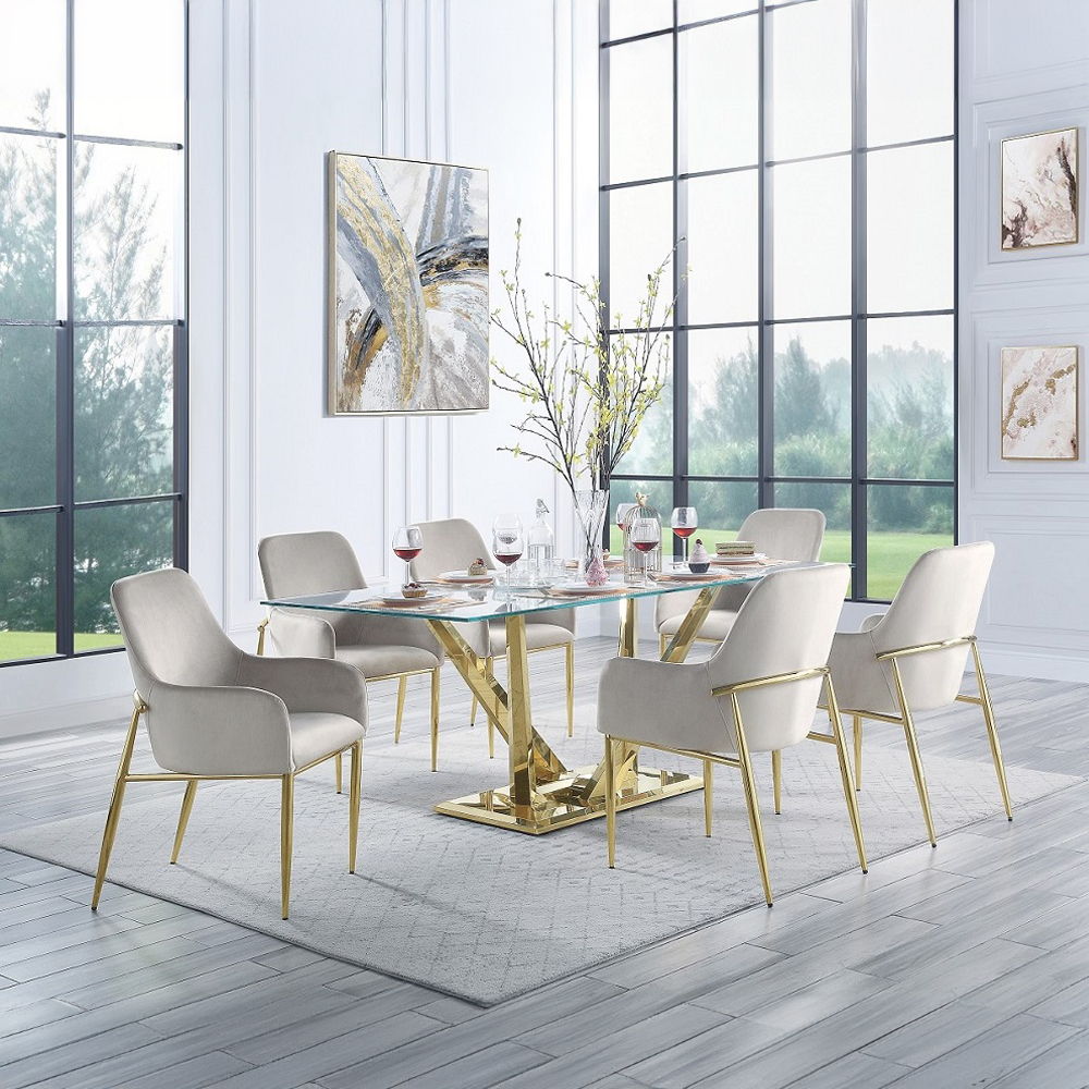 Barnard - Side Chair (Set of 2) - Gray Velvet & Mirrored Gold