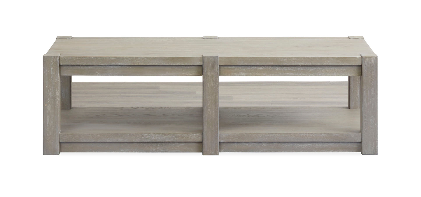 Burgess - Rectangular Shelf Cocktail Table With Casters - Calico Gray