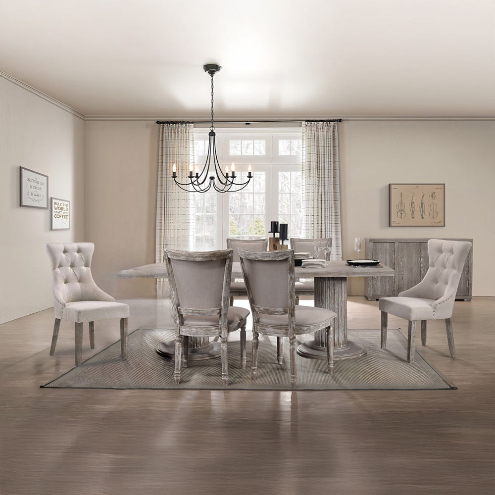 Gabrian - Fabric Side Chair (Set of 2) - Two-Tone Beige & Reclaimed Gray