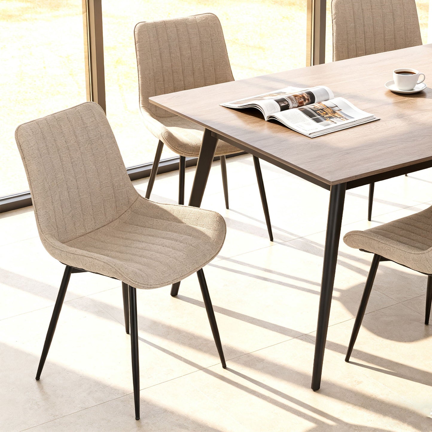 Dining Chair Set With Padded Backrests (Set of 4) - Beige