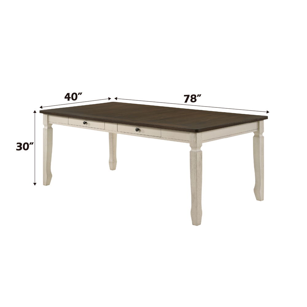 Fedele - Dining Table - Weathered Oak & Cream
