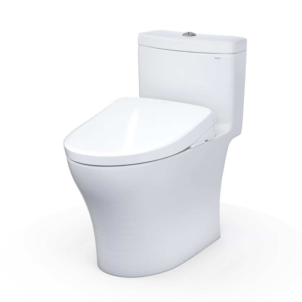 TOTO WASHLET+ Aquia IV One-Piece Dual Flush Toilet with Auto Flush S7A Bidet Seat, Cotton White