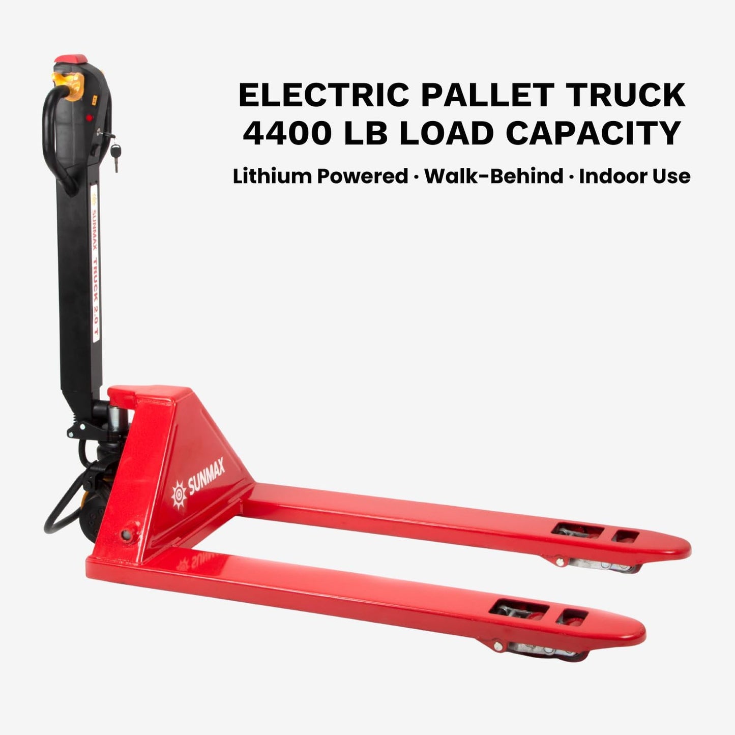 Electric Pallet Truck, 4,400 lb Capacity, Lithium Battery Walk-Behind Pallet Jack for Warehouses, Factories & Loading Docks, Electric Brake