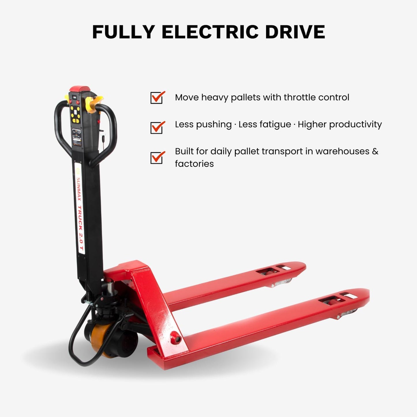 Electric Pallet Truck, 4,400 lb Capacity, Lithium Battery Walk-Behind Pallet Jack for Warehouses, Factories & Loading Docks, Electric Brake