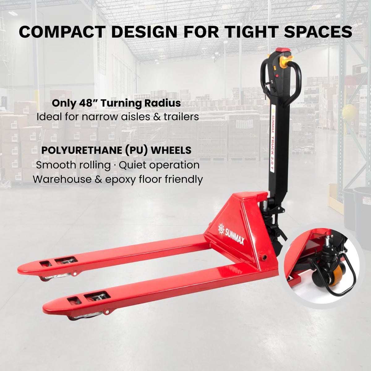 Electric Pallet Truck, 4,400 lb Capacity, Lithium Battery Walk-Behind Pallet Jack for Warehouses, Factories & Loading Docks, Electric Brake
