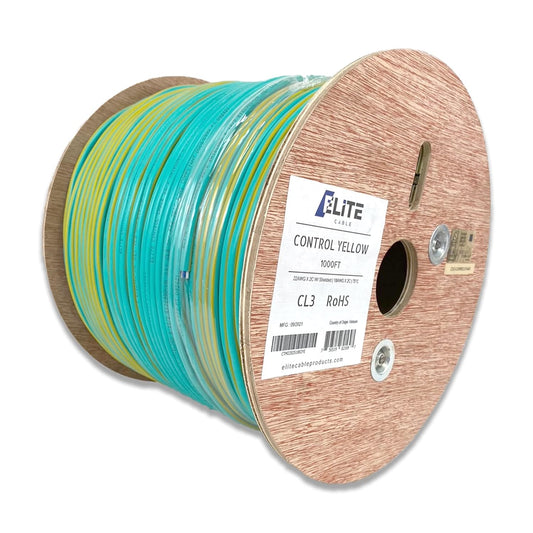 Elite 22/2 + 18/2 Automation/Control Cable - Lutron and Crestron Systems - 1000ft, Shielded, in Wall (CL3) - UL Listed, Pure Copper, Light Green W/Yellow Stripe