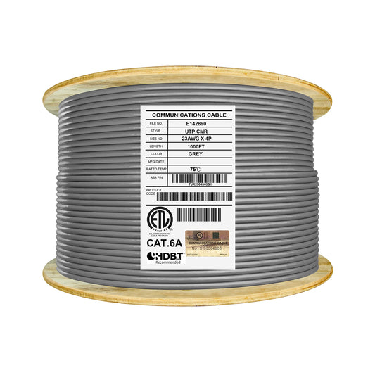 Elite 250ft. Cat6A Riser (CMR) Unshielded, 23AWG, 10Gb, Solid Bare Copper, 750MHz, UL Listed (Blue)