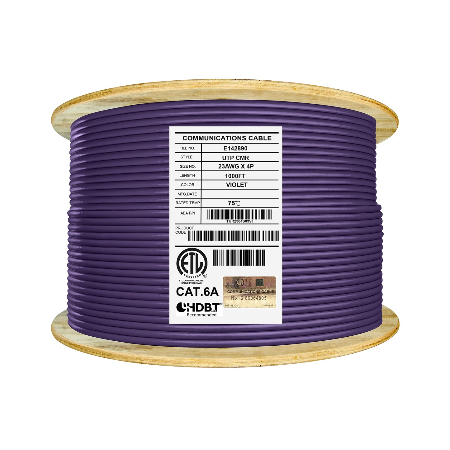 Elite 250ft. Cat6A Riser (CMR) Unshielded, 23AWG, 10Gb, Solid Bare Copper, 750MHz, UL Listed (Blue)