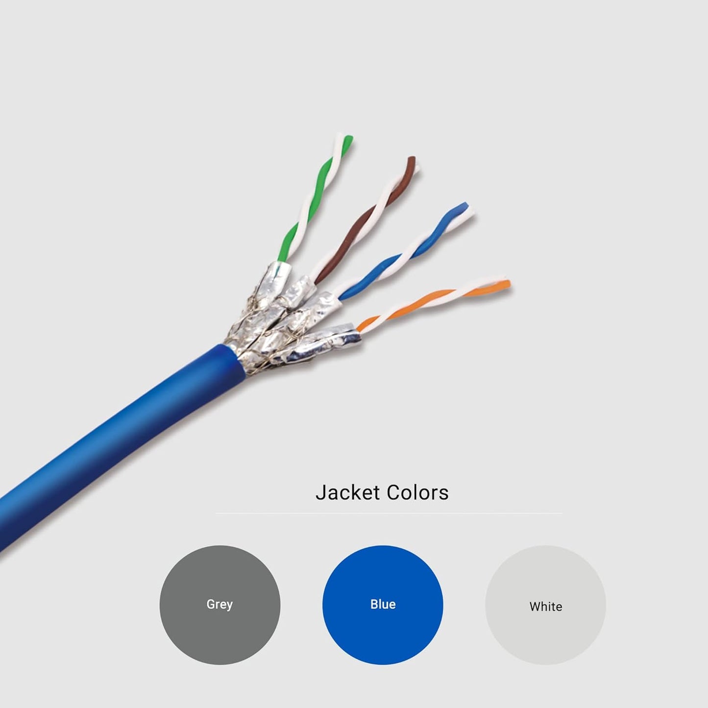Elite CAT7A Shielded Riser (CMR), Ethernet Cable 1000ft Reel, Shielded Foil Twisted Pair (S/FTP) 23AWG, Solid Pure Bare Copper, 1000MHz, UL Certified, Easy Pull, Bulk Networking Cable - Blue