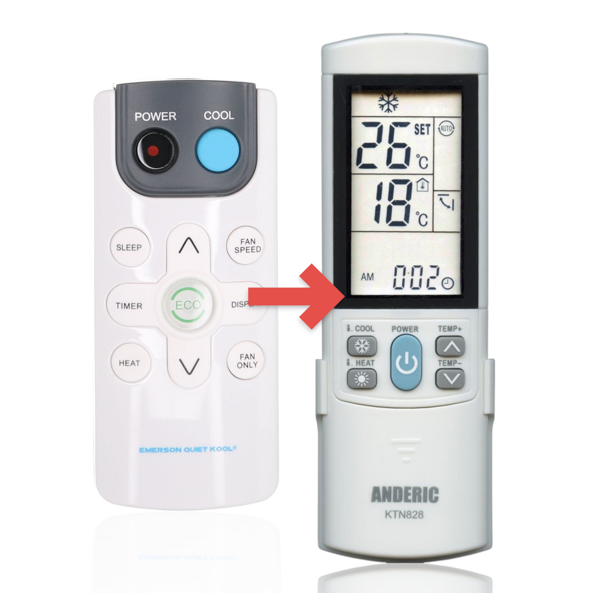 Anderic Substitute for Emerson 210901707 QUIET KOOL Air Conditioner Remote Control [KTN828]