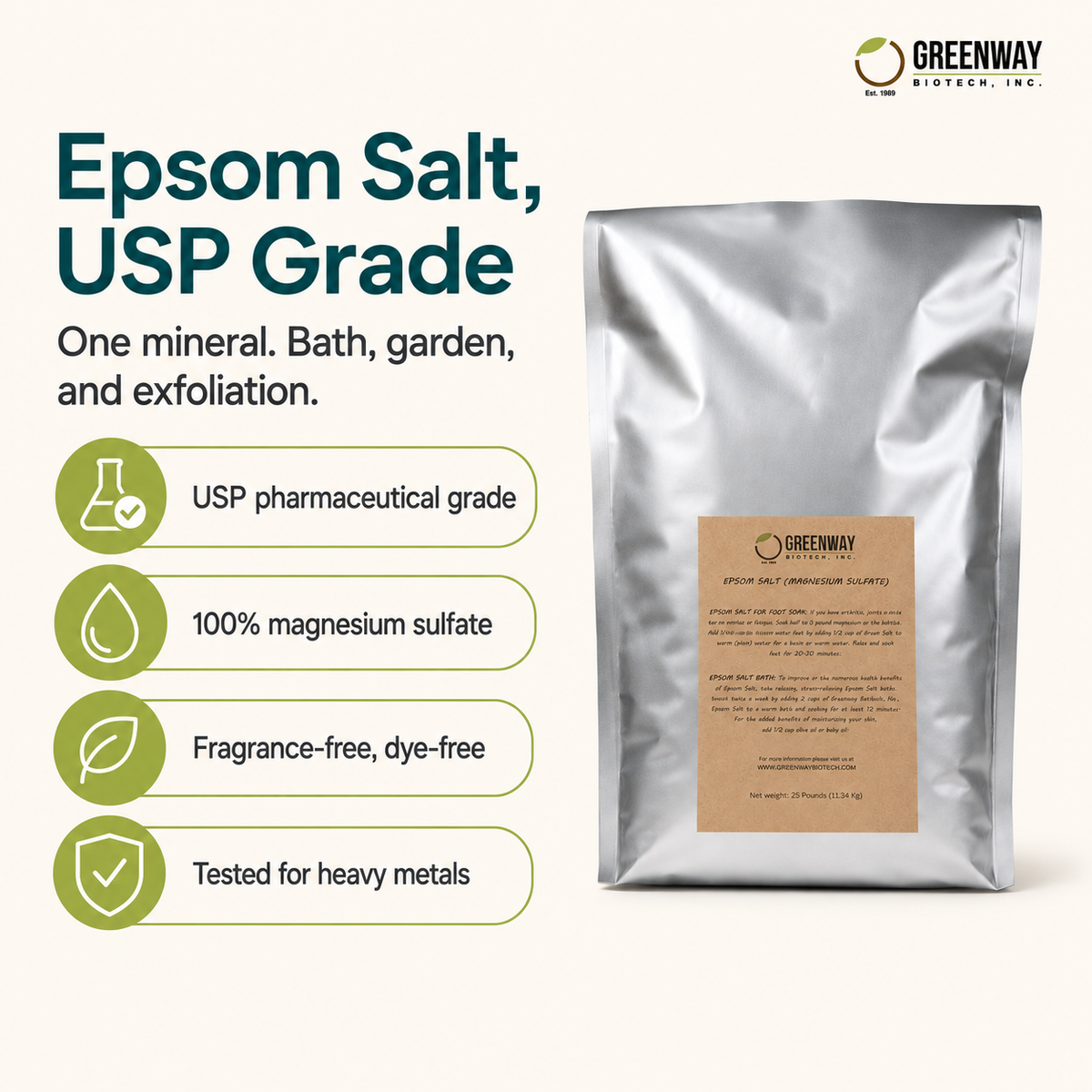 Epsom Salt USP Grade (Magnesium Sulfate) — Bath & Foot Soak