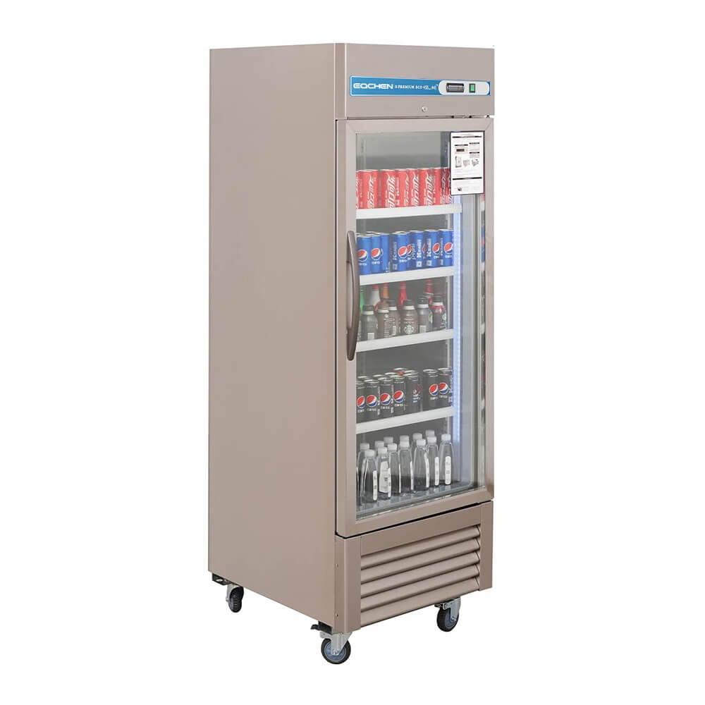 1 Door Commercial Beverage Refrigerator, EQCHEN 27 Inch Commercial Glass Door Refrigerator