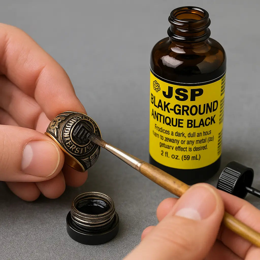 BLAK-GROUND Antique Black Patina Solution for Jewelry – 2 oz Thick Matte Formula for Gold, Silver, Brass & Copper